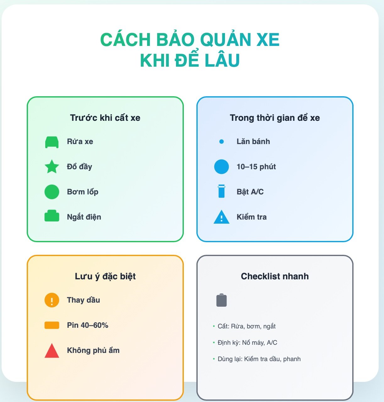 Bảo Quản Xe Khi Lâu Sử dụng